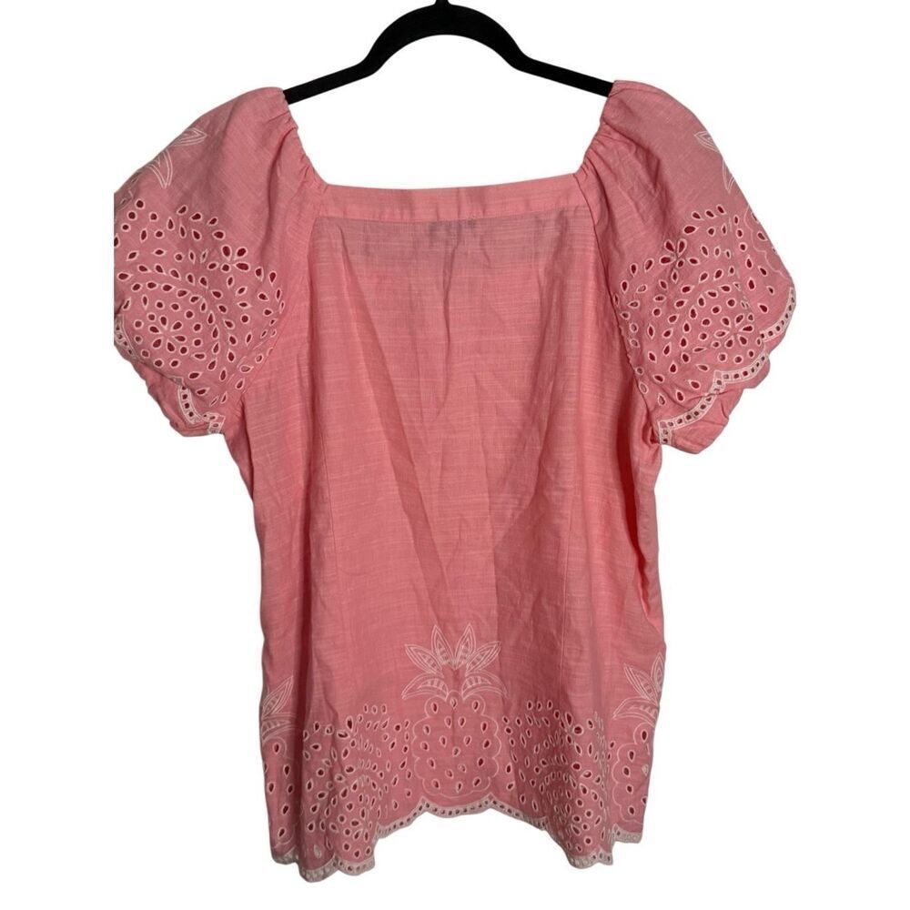 NWT Talbots LINEN BLEND SQUARE NECK TOP - EMBROIDERED PINEAPPLE - Picture 9 of 9